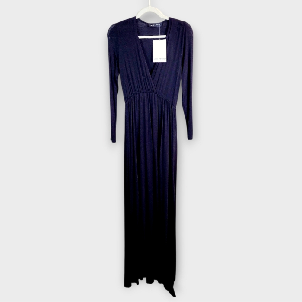 NWT NAKED WARDROBE Long Sleeve Surplice Plunge Double Side Split Maxi Dress S